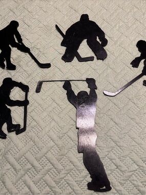Black wooden  Hockey Player Wall Art Set